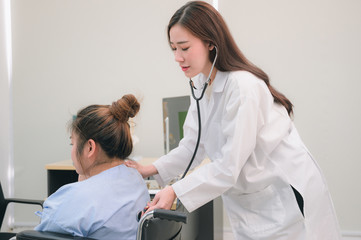 Wall Mural - Overweight woman having consultation at doctor's office