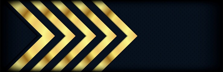 Poster - Abstract arrow dark background with golden shape