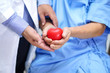 © amazing studio - Doctor give red heart to Asian senior or elderly old lady woman patient  : healthy strong medical concept