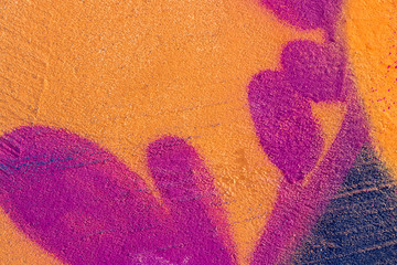 Sticker - Beautiful bright colorful street art graffiti background. Abstract creative spray drawing fashion colors on the walls of the city. Urban Culture, pink , red , orange , yellow, crimson , purple texture