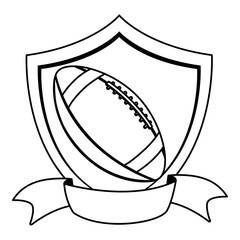 Wall Mural - american football ball in shield with ribbon