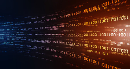 2d illustration abstract digital binary data on computer screen