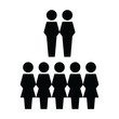 Leadership icon vector male and female group of people symbol avatar for business management persons in flat color glyph pictogram illustration