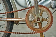Close-Up Of Rusty Bicycle Chain