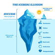 Iceberg illusion diagram, vector illustration