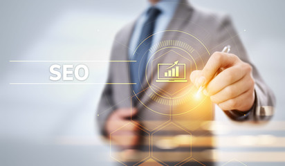 SEO Search engine optimisation digital marketing business technology concept.