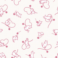 Wall Mural - Cute and simple cat seamless pattern,