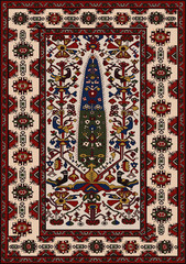 Persian carpet original design, tribal vector texture. Easy to edit and change a few colors by swatch window.