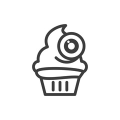 Sticker - silhouette of delicious cupcake with halloween decoration