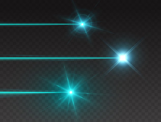 laser beam set isolated on transparent background. abstract blue shine light rays with glow lazer fl