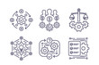 business process, innovation and finance line icons