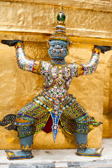 Thailand Giant statues on the pagoda at the temple. (Wat Phra Kaew)