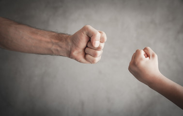 Wall Mural - Caucasian aggressive people threatening with fist.