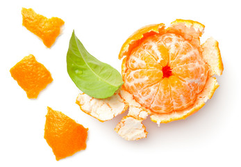 Wall Mural - Peeled Mandarine Isolated On White Background