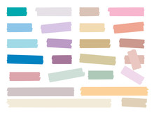 Sticky Strips. Colored Decorative Tape Mini Washi Sticker Decoration Vector Set. Sticky Tape, Ripped Scrapbook Sticker Decorative Illustration
