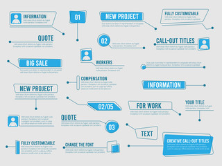 Poster - Callouts template. Digital info boxes with marketing text modern simple communication callouts vector labels. Title presentation linear, textbox content line illustration