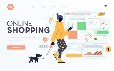 Wall Mural - flat modern design illustration of online shopping
