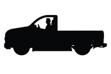 Pick Up Truck Silhouette Vector, Transportation Vehicle