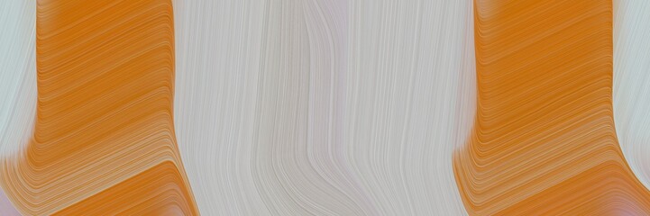 Poster - moving designed horizontal banner with coffee, silver and dark khaki colors. dynamic curved lines with fluid flowing waves and curves