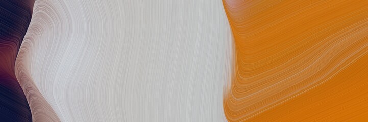 Poster - decorative designed horizontal banner with silver, coffee and very dark blue colors. dynamic curved lines with fluid flowing waves and curves