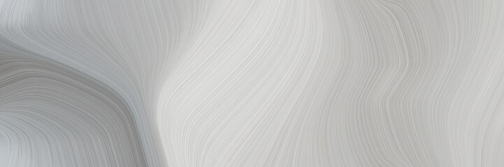 Poster - flowing designed horizontal header with silver, gray gray and dark gray colors. dynamic curved lines with fluid flowing waves and curves