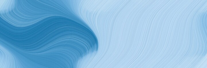 Poster - surreal designed horizontal banner with steel blue, light blue and corn flower blue colors. dynamic curved lines with fluid flowing waves and curves