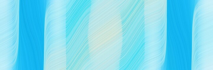 Poster - surreal designed horizontal header with pale turquoise, deep sky blue and medium turquoise colors. dynamic curved lines with fluid flowing waves and curves