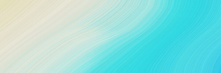 Poster - flowing horizontal header with turquoise, light gray and sky blue colors. dynamic curved lines with fluid flowing waves and curves