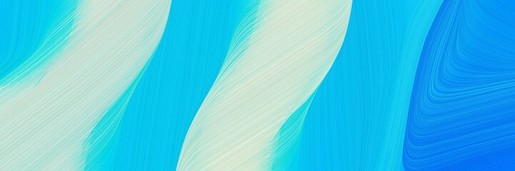 Poster - modern designed horizontal banner with deep sky blue, light gray and dodger blue colors. dynamic curved lines with fluid flowing waves and curves