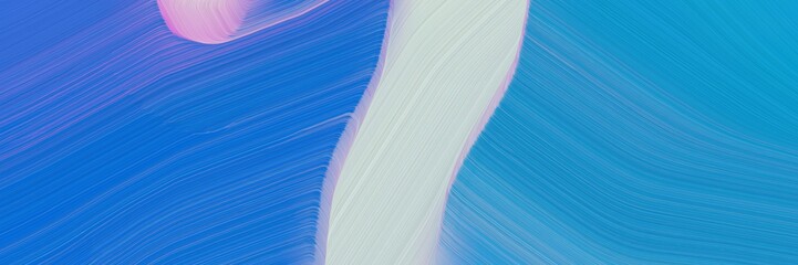Poster - flowing banner design with strong blue, light gray and corn flower blue colors. dynamic curved lines with fluid flowing waves and curves
