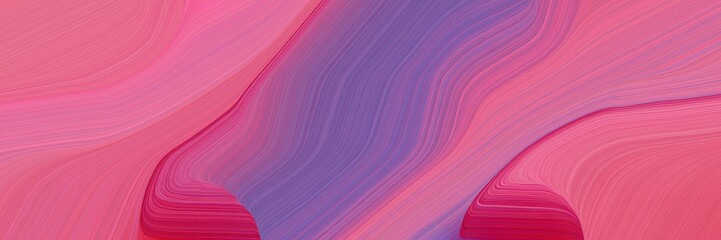 Poster - decorative horizontal banner with pale violet red, antique fuchsia and crimson colors. dynamic curved lines with fluid flowing waves and curves