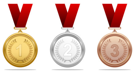 vector award medal set.with gold medal, bronze medal and bronze medal. - additional format eps10 - s