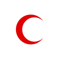 red crescent icon symbol simple design