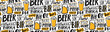 Beer text pattern. Word beer in different languages. Italian birra, spanish cerveza, macedonian pivo, german bier. Hand lettering seamless texture for pubs, menu and placemats.