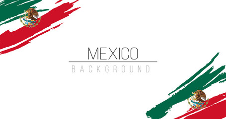 Wall Mural - Mexico flag brush style background with stripes. Stock vector illustration isolated on white background.