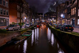 Fototapeta Nowy Jork - City scenic from Amsterdam in the Netherlands at night