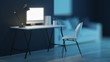 © artemp1 - Workplace. Office furniture. Night. Evening lighting. 3D rendering.