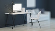 © artemp1 - Workplace. Office furniture. Night. Evening lighting. 3D rendering.