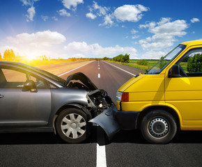 Car crash accident on road