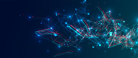 abstract polygonal vector science background with connecting dots and lines.