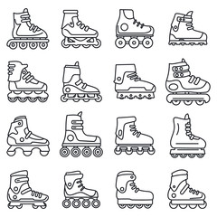 Poster - Sport inline skates icons set. Outline set of sport inline skates vector icons for web design isolated on white background