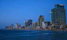 Skyline Tel Aviv Israël Coucher De Soleil