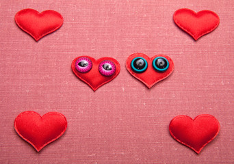 red heart sharp textile background 