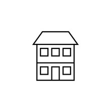 Two Story House Line Icon. Clipart Image Isolated On White Background