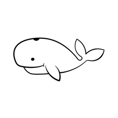 Wall Mural - Whale simple outline icon. Clipart image isolated on white background
