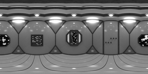 hdri map, technical spherical environment, black and white science fiction panorama background (3d e