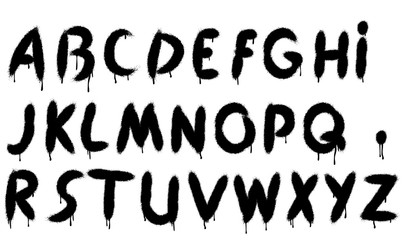 Poster - Graffiti splash vector alphabet, font, grunge text. Abc spray effect illustration