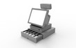 3D rendering of a cash register isolated in empty space b ackground.