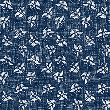 Ndigo Blue Batik Butterfly Dyed Effect Texture Background. Seamless Japanese Repeat Pattern Swatch. Animal Motif Wax Resist Dye. Wings Asian Fusion All Over Kimono Textile. Worn Boro Cloth Print