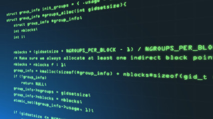 Wall Mural - the programming code works through the computer screen terminal 3d illustration